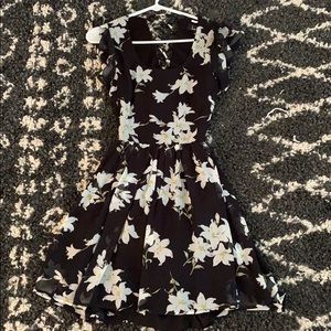 Lulus Black Floral Dress Open Back